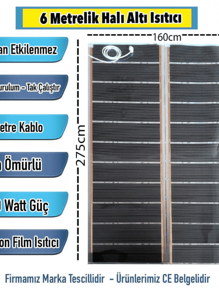 Termostatlı 6 Metrelik Halı Altı Isıtma (160x275cm)